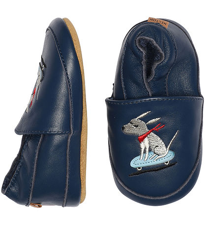 Melton Soft Sole Leather Shoes - Navy Academy w. Skate Dog