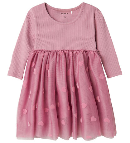 Name It Dress - NbfNajas - Mauve Orchid w. Hearts