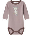 Name It 보디수트 긴팔 - 울 - NbfWillit - 퍼플 도브