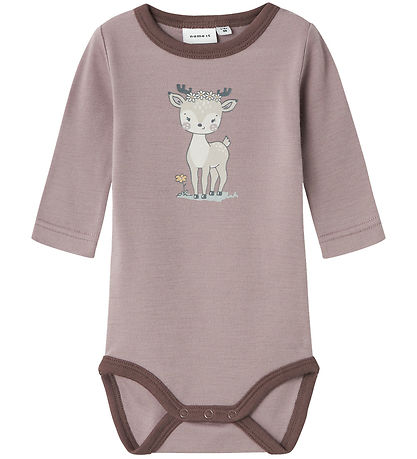 Name It 보디수트 긴팔 - 울 - NbfWillit - 퍼플 도브