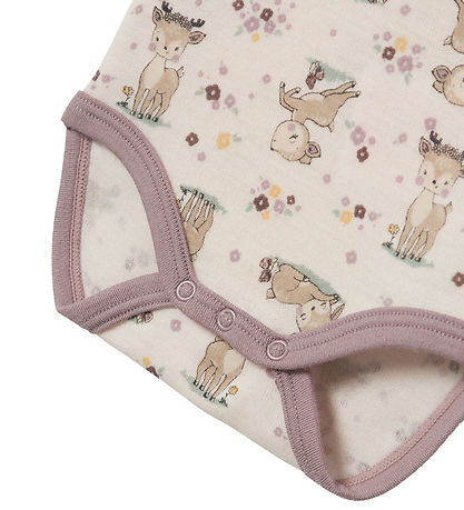 Name It Bodysuit L/æ - Wool - NbfWillit - Lilac Ash w. Deer