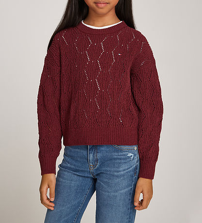 Tommy Hilfiger Blouse - Knitted - Chenille - Deep Rouge