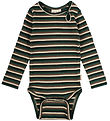 Petit Piao Bodysuit L/æ - Rib - Modal - Emerald Green/Multi Stri