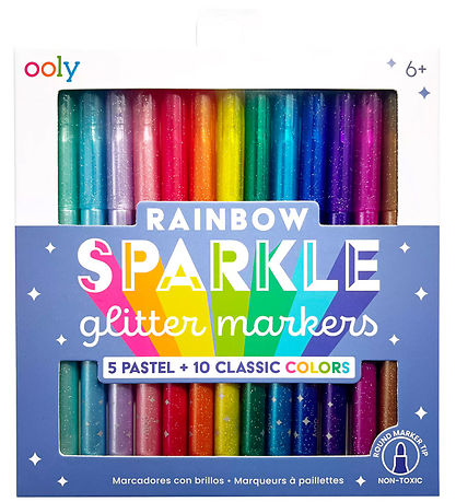 Ooly Colour Markers - 15-Pack - Rainbow Sparkle Glitter Ooly Colour Markers - 15-Pack - Rainbow Sparkle Glitter