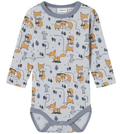 Name It Bodysuit L/æ - Wool - NbmWillit - Gray Dawn/AOP