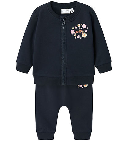 Name It Sweat Set - NbfVrillie - Dark Sapphire w. Flowers