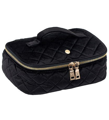 Fan Palm Toiletry Bag - Large - Quilted Velvet - Black Velvet