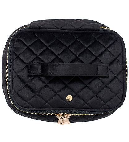 Fan Palm Toiletry Bag - Large - Quilted Velvet - Black Velvet