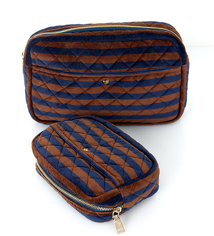 Fan Palm Toiletry Bag - Medium+ - Blues & Stripes