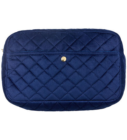 Fan Palm Toiletry Bag - Large - Quilted Velvet - Midnight Blue