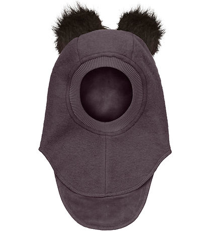 Huttelihut Balaclava - Wool - 2-layer - Raisin w. Pom-Pom
