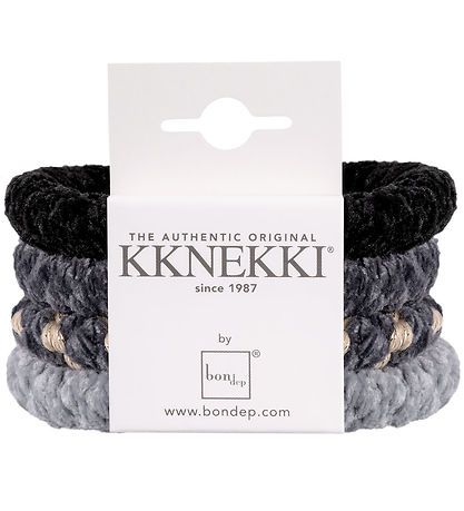 Kknekki Haargummis - 4er-Pack - Velours - Grau/Schwarz Kknekki Haargummis - 4er-Pack - Velours - Grau/Schwarz