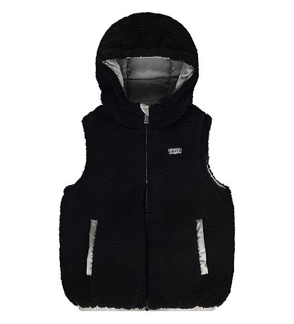 Levis Puffer Vest w. Fleece - Reversible - Silver/Black