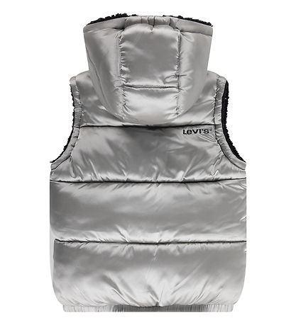 Levis Puffer Vest w. Fleece - Reversible - Silver/Black