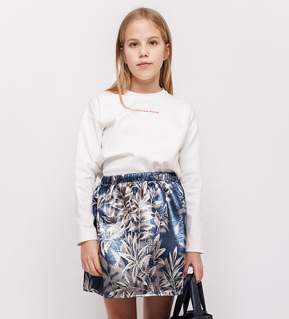 Christina Rohde Skirt - Blue w. Silver Leaves