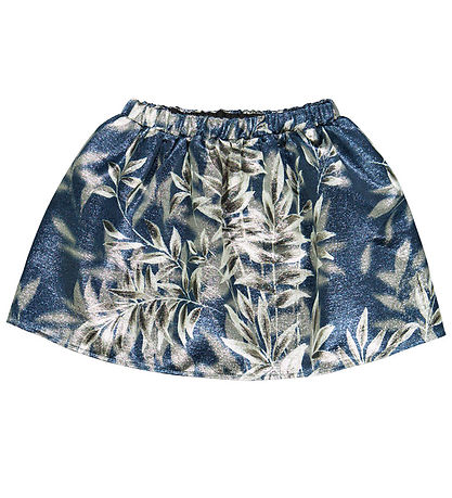 Christina Rohde Skirt - Blue w. Silver Leaves