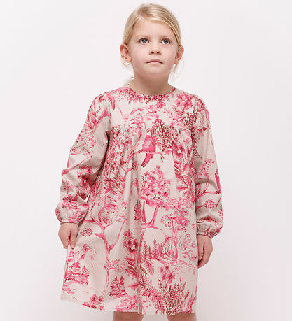 Christina Rohde Kleid - Beige m. Pink Print Christina Rohde Kleid - Beige m. Pink Print