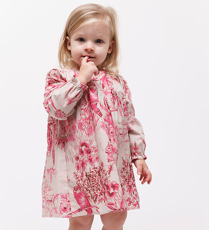Christina Rohde Kleid - Beige m. Pink Print Christina Rohde Kleid - Beige m. Pink Print