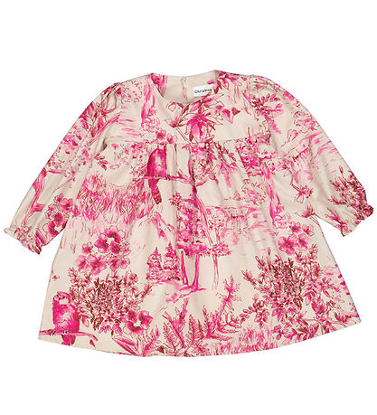 Christina Rohde Kleid - Beige m. Pink Print Christina Rohde Kleid - Beige m. Pink Print