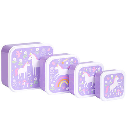 A Little Lovely Company Lunchbox Set - 4 pcs - Unicorn A Little Lovely Company Lunchbox Set - 4 pcs - Unicorn