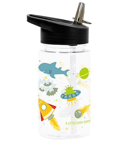 A Little Lovely Company Water Bottle w. Straws - 450 mL - Galaxy A Little Lovely Company Water Bottle w. Straws - 450 mL - Galaxy