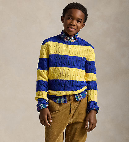 Polo Ralph Lauren Pusero - Neulottu - Sininen/Keltainen Polo Ralph Lauren Pusero - Neulottu - Sininen/Keltainen