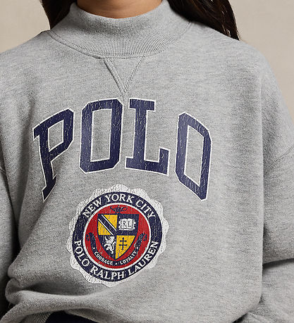 Polo Ralph Lauren Sweatshirt - Grey Melange w. Print Polo Ralph Lauren Sweatshirt - Grey Melange w. Print