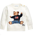 Polo Ralph Lauren Blouse - Knitted - White w. Soft Toy Polo Ralph Lauren Blouse - Knitted - White w. Soft Toy