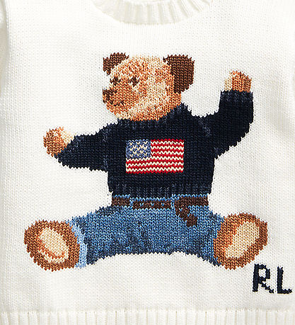 Polo Ralph Lauren Blouse - Knitted - White w. Soft Toy Polo Ralph Lauren Blouse - Knitted - White w. Soft Toy