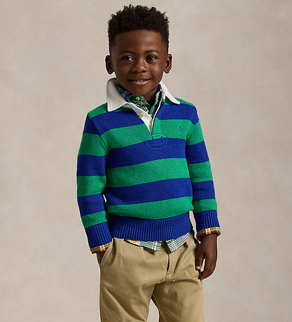 Polo Ralph Lauren Blouse - Knitted - Green/Blue Striped