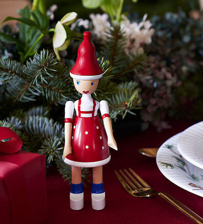 Figurine en bois Kay Bojesen - Noël Lise - 17,5 cm - Rouge/Bleu/