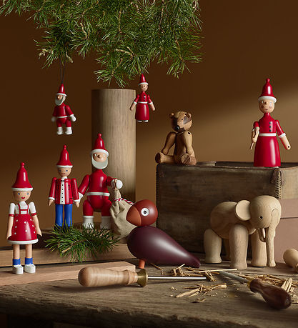 Kay Bojesen wooden figure - Christmas Ole 17.5 cm - Red/Blue/Whi