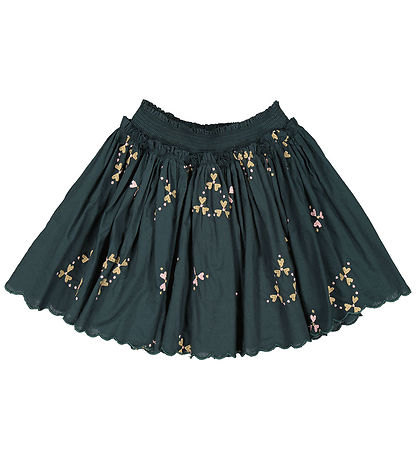 MarMar Skirt - Seline Scallop - Deep Forest Hearts