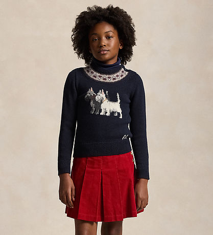 Polo Ralph Lauren Blouse - Knitted - Navy w. Dogs