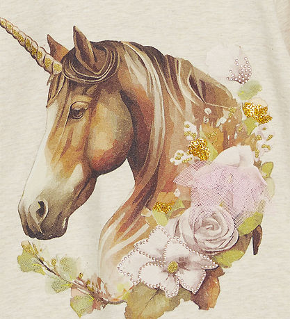 Blouse Hust and Claire - Anie - Wheat Mélange av. Licorne Blouse Hust and Claire - Anie - Wheat Mélange av. Licorne