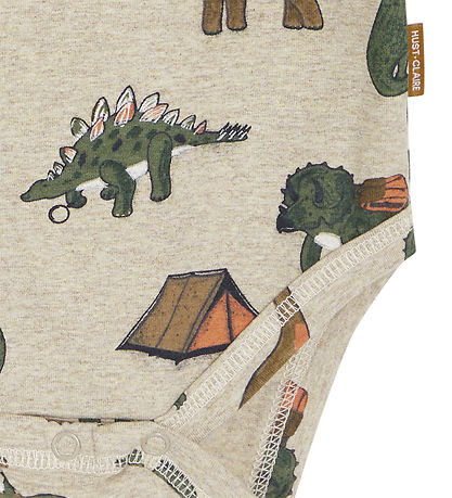 Hust and Claire Bodysuit L/æ - Buster - Beige Melange w. Dinosau