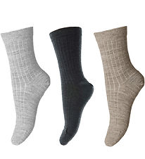 MP Sokken - 3-pack - Rib - Wol - Dark Grey Melange