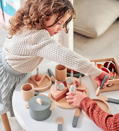 Flexa Play Kitchen Set - Pot and Pan - Greenish/Naturalwood