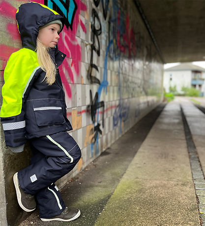 Ildhu Winter Coat - Norly - Navy/Yellow w. Glow-In-The-Dark Refl