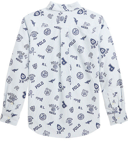 Polo Ralph Lauren Overhemd - Wit/Lichtblauw Gestreept m. Navy