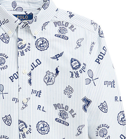 Polo Ralph Lauren Overhemd - Wit/Lichtblauw Gestreept m. Navy