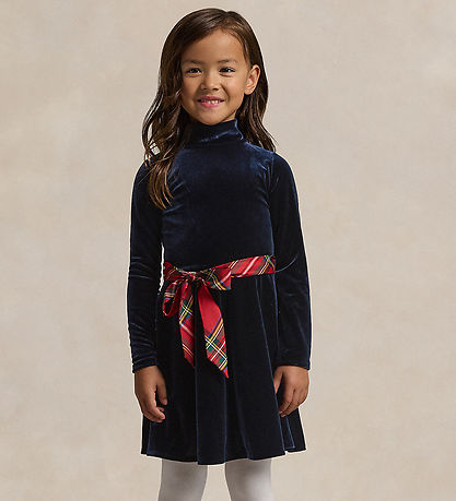 Polo Ralph Lauren Velour Dress - Navy w. Red