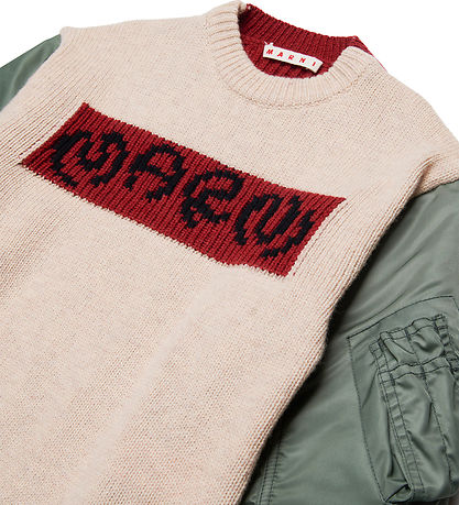 Marni Blouse - Wool/Nylon - Beige/Red/Army Green