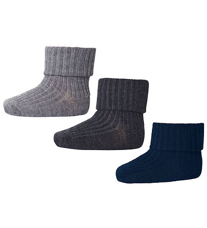 MP Socks - 3-Pack - Wool - Rib - Grey Melange