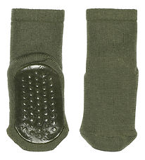 MP Socks w. Non-Slip Bottom - Wool - Olivine