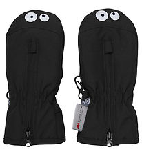 Color Kids Mittens w. Zipper - Black Color Kids Mittens w. Zipper - Black