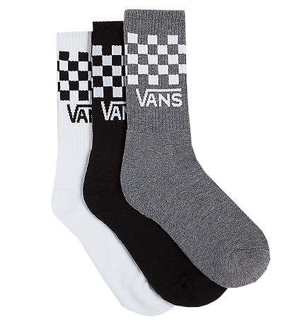 Vans Socks - 3-Pack - Drop V Classic+ Check Crew - Black/White/G