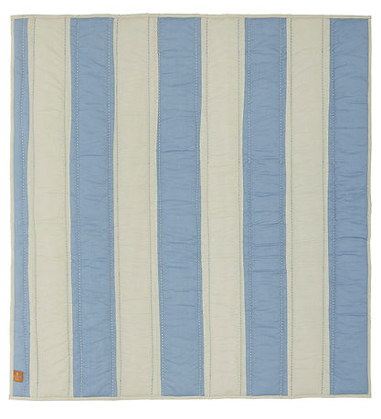 OYOY Blanket - Striped Quilted - Blue/Clay