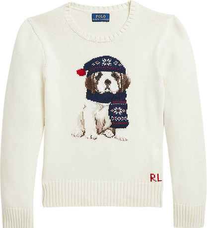 Polo Ralph Lauren Blouse - Wool - White w. Dog Polo Ralph Lauren Blouse - Wool - White w. Dog