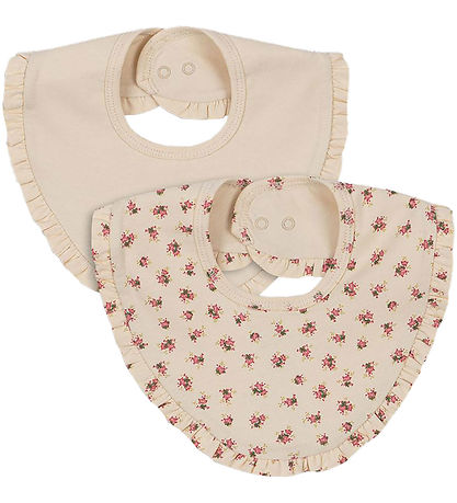 Konges Sløjd Teething Bib - 2-Pack - Buttercream/Bloomie Konges Sløjd Teething Bib - 2-Pack - Buttercream/Bloomie